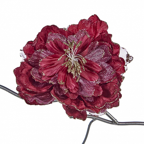 Елочное украшение "Пион на зажиме"